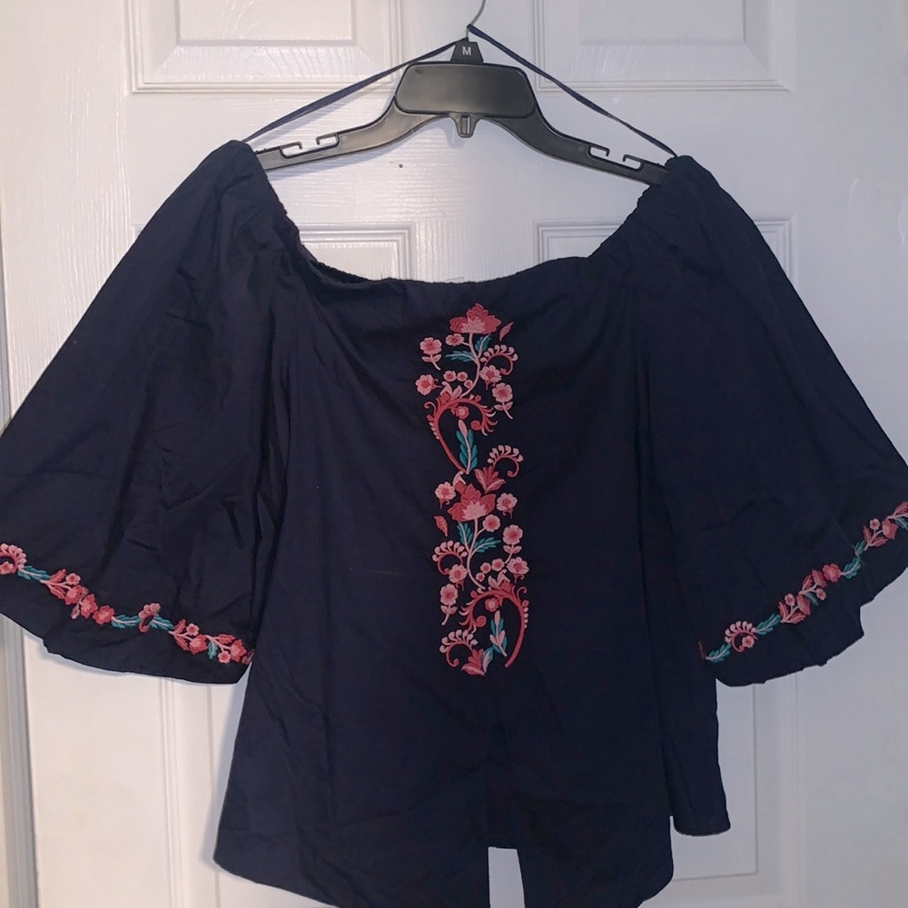 Off the shoulder embroidered top